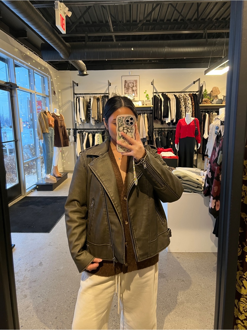 Women’s Brown Leather Moto Jacket